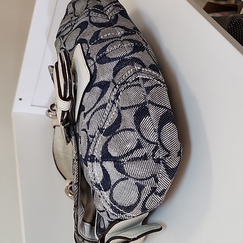 Coach Y2K Soho shoulder bag monogram canvas buckle closure braided strap Navy - Picture 9 of 16